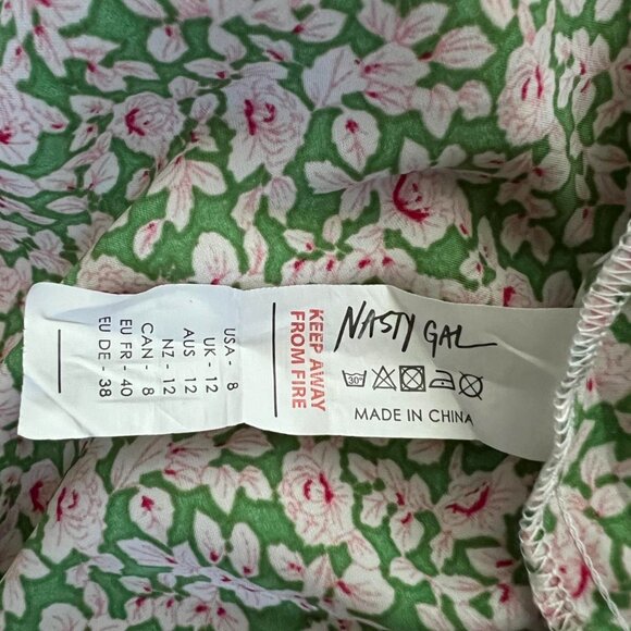 NASTY GAL Pink Green Floral Short Sleeve Romper Size 8 - Picture 8 of 8